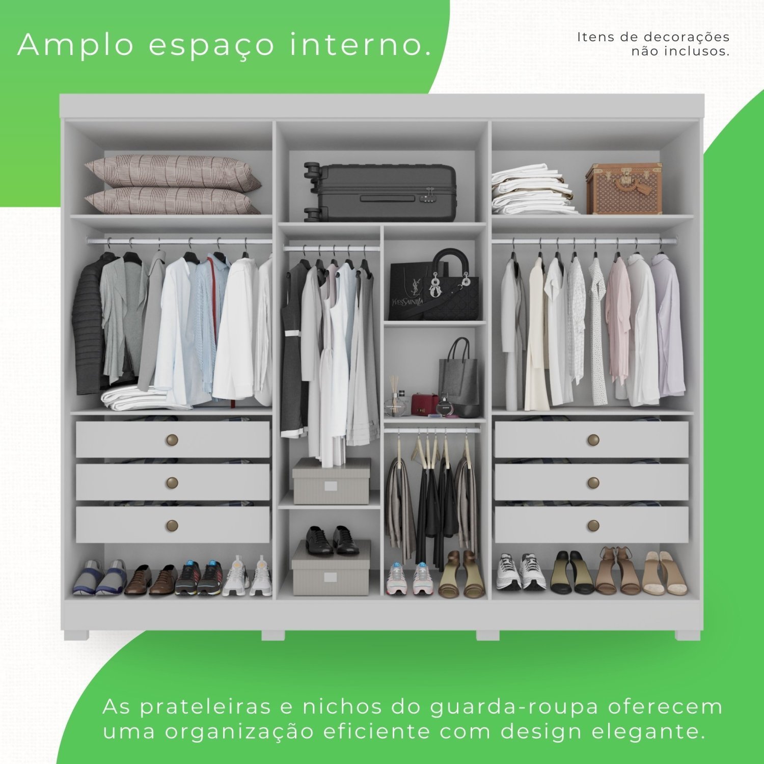 Guarda-roupa Casal com Espelho 6 Portas 6 Gavetas Órion Premium - 2