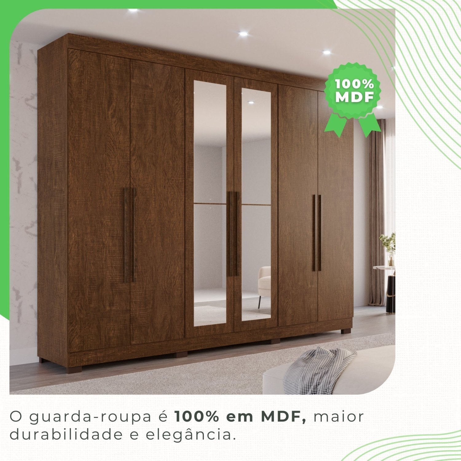 Guarda-roupa Casal com Espelho 6 Portas 6 Gavetas Órion Premium - 8