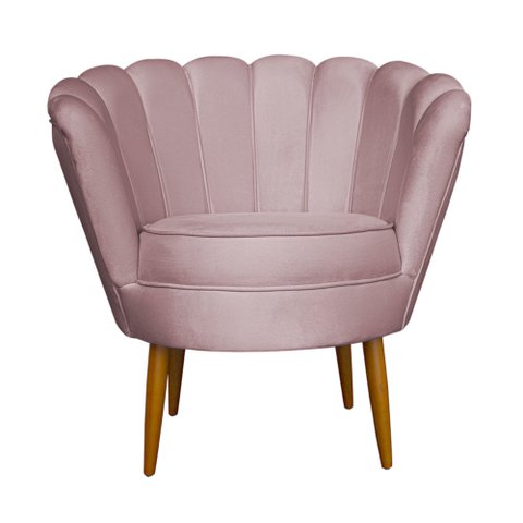 Poltrona Decorativa Pétala Pé de Palito Sala Escritório Recepção Veludo Rose - Berit Decor