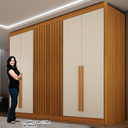 Ver imagem 2 de Guarda Roupa Diamante Gold 6 Pts Ripado Cinamomo/off Leifer