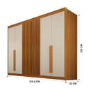Ver imagem 3 de Guarda Roupa Casal 100% MDF 6 Portas 6 Gavetas Ripado 276cm Diamante Gold Cinamomo/Off White - Leifer