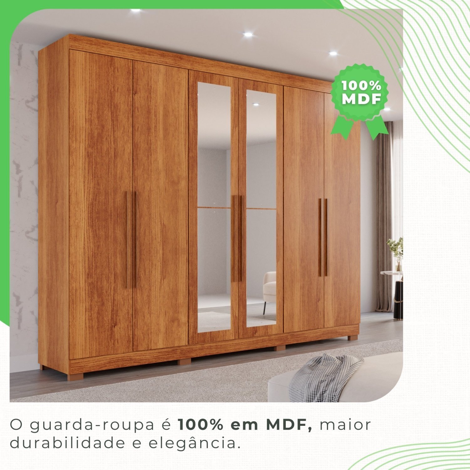 Guarda-roupa Casal com Espelho 6 Portas 6 Gavetas Órion Premium - 8