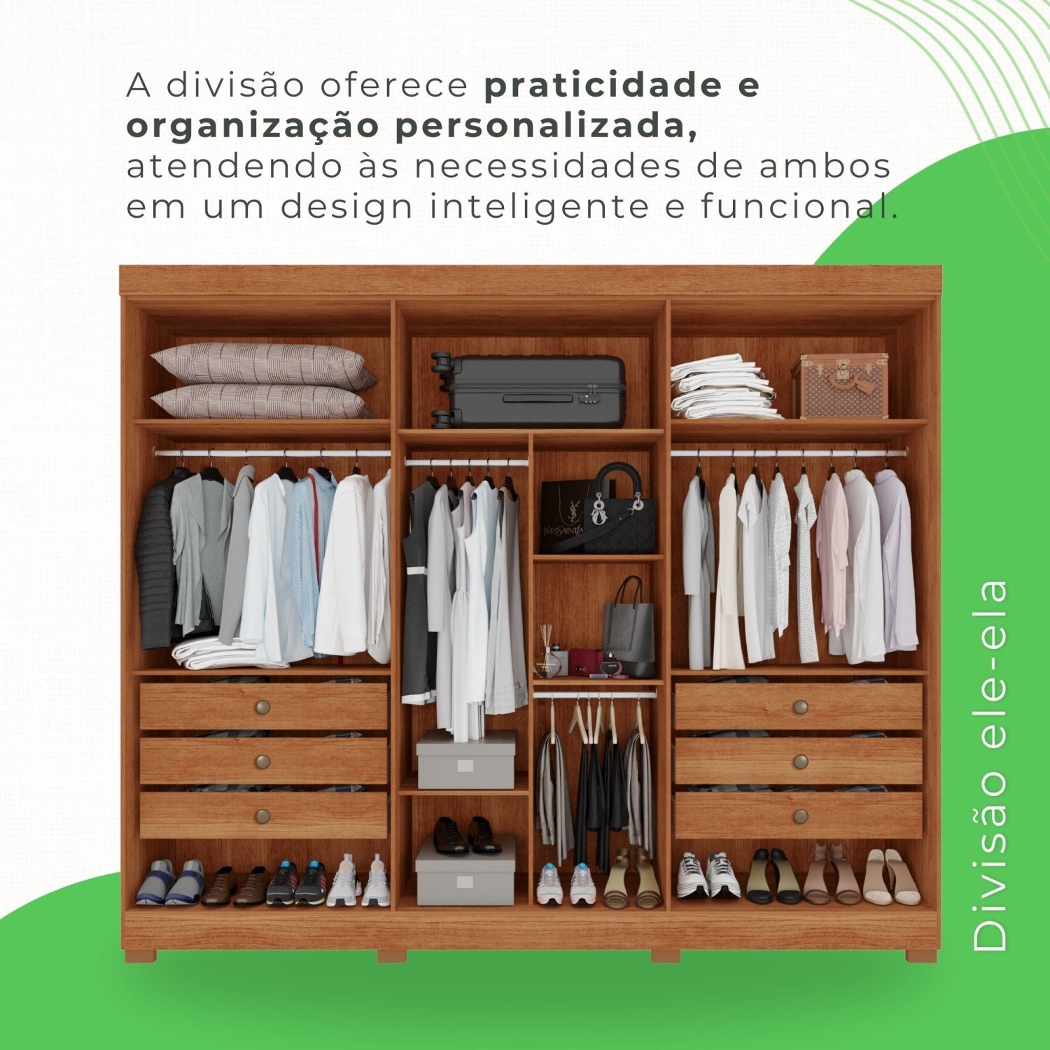 Guarda-roupa Casal com Espelho 6 Portas 6 Gavetas Órion Premium - 7