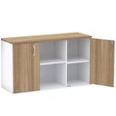 Ver imagem 2 de Armário Baixo Credenza PE25 Pandin 121,50 cm (largura) em MDP Cor Noce Naturalle e Branco com Duas p