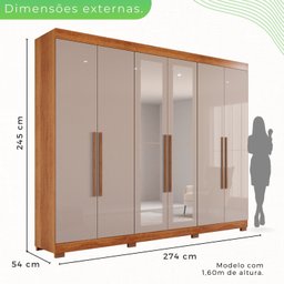 Guarda-roupa Casal com Espelho 6 Portas 6 Gavetas Órion Premium - 5