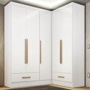 Ver imagem 1 de Quarto Modulado de Canto 100% MDF 3 Peças 5 Portas 2 Gavetas Smart Plus Espresso Móveis Branco