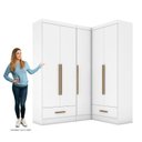 Ver imagem 4 de Quarto Modulado de Canto 100% MDF 3 Peças 5 Portas 2 Gavetas Smart Plus Espresso Móveis Branco