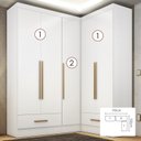 Ver imagem 2 de Quarto Modulado de Canto 100% MDF 3 Peças 5 Portas 2 Gavetas Smart Plus Espresso Móveis Branco
