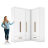 Quarto Modulado de Canto 3 Peças 5 Portas 2 Gavetas Smart Plus - 4