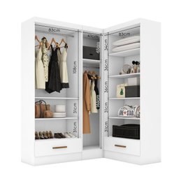 Quarto Modulado de Canto 3 Peças 5 Portas 2 Gavetas Smart Plus - 7