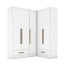 Ver imagem 3 de Quarto Modulado de Canto 100% MDF 3 Peças 5 Portas 2 Gavetas Smart Plus Espresso Móveis Branco