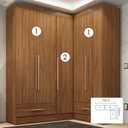 Ver imagem 3 de Quarto Modulado de Canto 100% MDF 3 Peças 5 Portas 2 Gavetas Smart Plus Espresso Móveis Marrom/Cinamomo