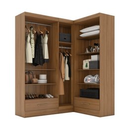 Quarto Modulado de Canto 3 Peças 5 Portas 2 Gavetas Smart Plus - 5