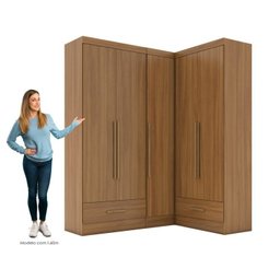 Quarto Modulado de Canto 3 Peças 5 Portas 2 Gavetas Smart Plus - 4