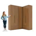 Ver imagem 4 de Quarto Modulado de Canto 100% MDF 3 Peças 5 Portas 2 Gavetas Smart Plus Espresso Móveis Marrom/Cinamomo