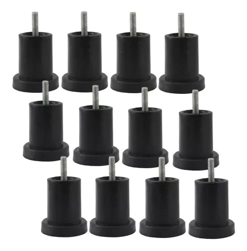 Pé para Cama Box e Sofá 6cm X 6cm Preto Redondo Kit 12 Unidades