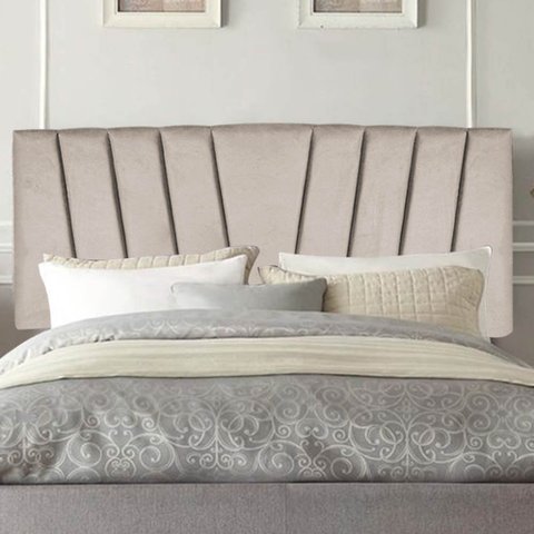 Painel Estofada Bélgica 195CM King Suede Bege - D A DECOR