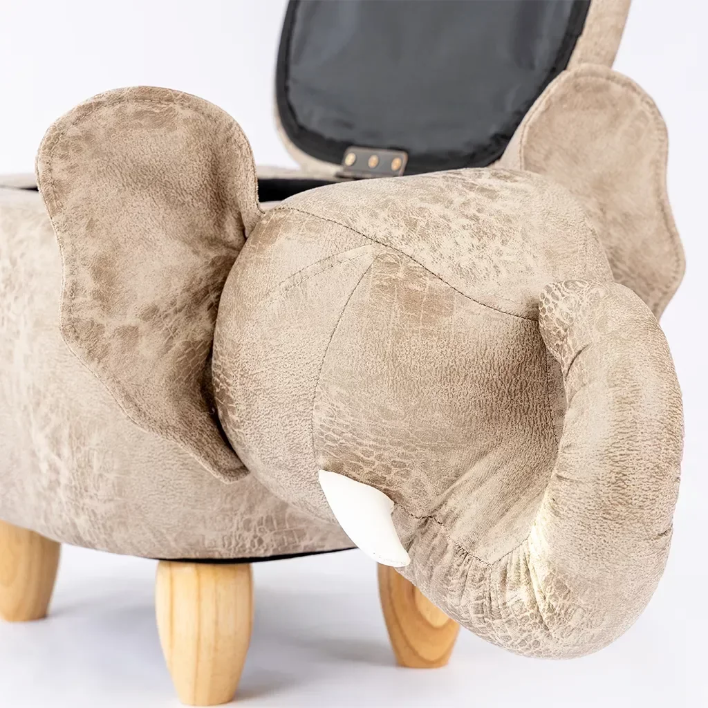 Puff Infantil Elefante Couro Sintético e Madeira L63xa38xc32:com - 4