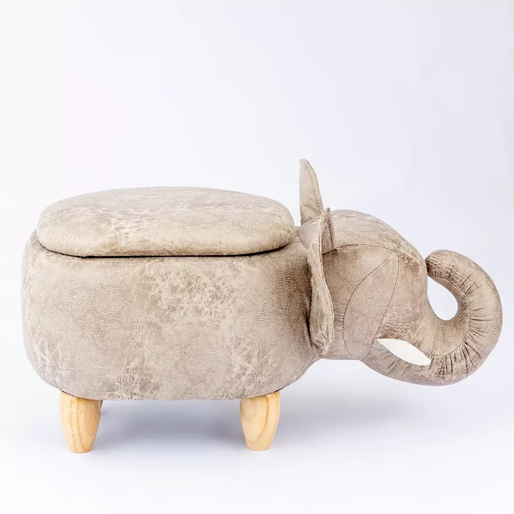 Puff Infantil Elefante Couro Sintético e Madeira L63xa38xc32:com - 2