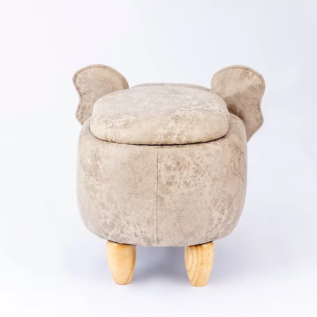 Puff Infantil Elefante Couro Sintético e Madeira L63xa38xc32:com - 9
