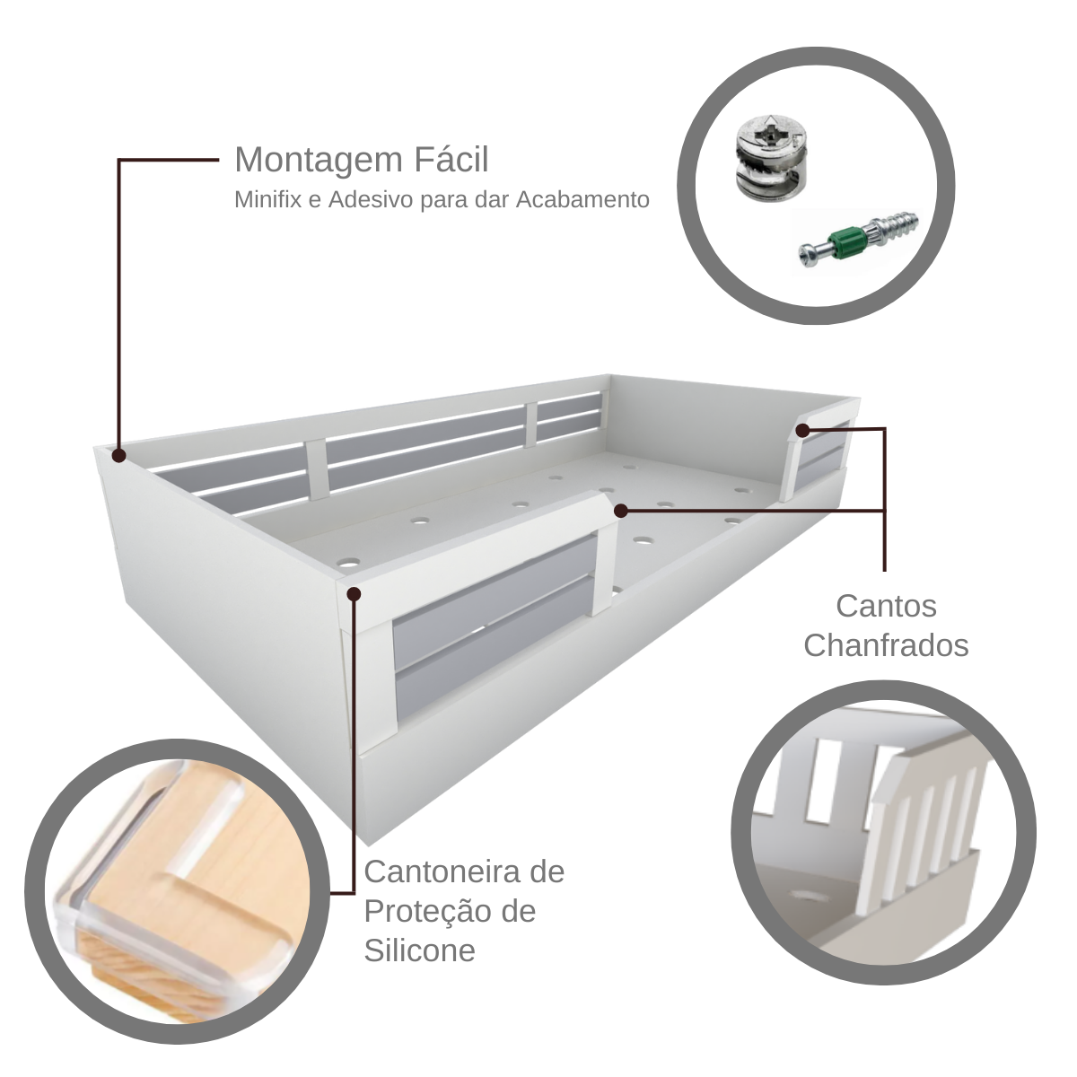 Cama Infantil Montessoriana Solteiro Lua Yescasa - 12