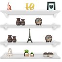 Ver imagem 4 de Kit Jogo 4 Prateleiras de Parede Mdf Branco 60x15