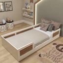 Ver imagem 1 de Cama Infantil Montessoriana Solteiro Lua Branco/Carvalho Mel