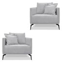 Ver imagem 1 de Kit 2 Poltronas Para Sala De Estar Sirius Linho Cinza Metáli