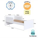 Ver imagem 3 de Cama Infantil 94,2cm x 194cm Proteção Lateral e Cantos Arredondados Cor:Branco