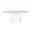 Ver imagem 1 de Mesa de Jantar Cone Oval 160x90 cm Tampo Laca Branca + Vidro Base Branca Personal Moveis Design Bran