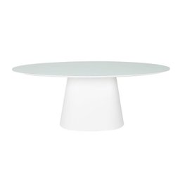 Mesa de Jantar Cone Oval 160x90 cm Tampo Laca Branca + Vidro Base Branca Personal Moveis Design Bran - 1