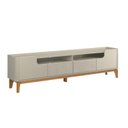 Ver imagem 1 de Rack / Bancada Fl 2.20m 4 Portas Estilo Retrô para Tv até 75'' Cor Off White