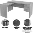 Ver imagem 7 de Mesa de Canto para Escritório em L Angular com 3 Gavetas Amêndoa