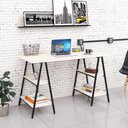 Ver imagem 2 de Mesa Escrivaninha Cavalete 135cm Estilo Industrial Prisma C08 Snow/Preto - Mpozenato