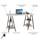 Ver imagem 3 de Mesa Escrivaninha Cavalete 135cm Estilo Industrial Prisma C08 Snow/Preto - Mpozenato