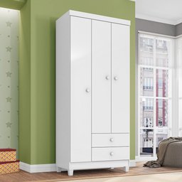 Guarda-Roupa Infantil 76cm 3 Portas 2 Gavetas Beka I03 Flex Branco/Azul/Rosa - Mpozenato - 2