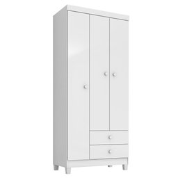 Guarda-Roupa Infantil 76cm 3 Portas 2 Gavetas Beka I03 Flex Branco/Azul/Rosa - Mpozenato - 1
