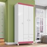 Guarda-Roupa Infantil 76cm 3 Portas 2 Gavetas Beka I03 Flex Branco/Azul/Rosa - Mpozenato - 6