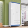 Guarda-Roupa Infantil 76cm 3 Portas 2 Gavetas Beka I03 Flex Branco/Azul/Rosa - Mpozenato - 7