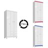 Guarda-Roupa Infantil 76cm 3 Portas 2 Gavetas Beka I03 Flex Branco/Azul/Rosa - Mpozenato - 4