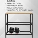 Ver imagem 2 de Banco Sapateira Industrial em Aço Preto F84 Pinus Natural Dmobiliario