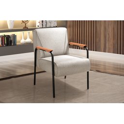 Conjunto Namoradeira e 2 Poltronas Jade Braços Fixo - Linho Bege - 3