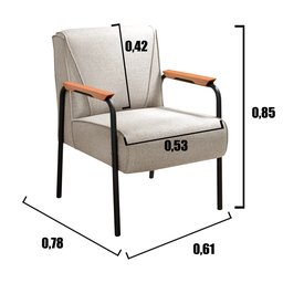 Conjunto Namoradeira e 2 Poltronas Jade Braços Fixo - Linho Bege - 5