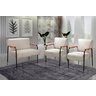 Conjunto Namoradeira e 2 Poltronas Jade Braços Fixo - Linho Bege - 2