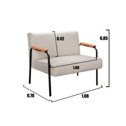 Conjunto Namoradeira e 2 Poltronas Jade Braços Fixo - Linho Bege - 6