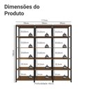 Ver imagem 4 de Armário Estante Multiuso Organizador Despensa 15 Prateleiras 177cm Rustic/preto Madesa