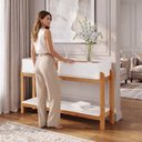 Ver mais imagens de Aparador para Sala de Estar 2 Gavetas Lizz Branco/Cedro