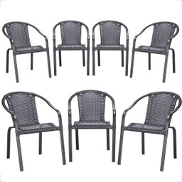 Cadeira de Aluminio Tramada em Fibra Maresia 7 Unidades - Preto - 1