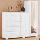 Ver imagem 1 de Cômoda para Quarto 5 Gavetas e 2 Portas com Espelho New Master Branco