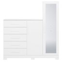 Ver imagem 2 de Cômoda para Quarto 5 Gavetas e 2 Portas com Espelho New Master Branco